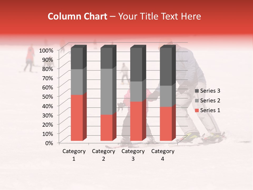 A Man Helping A Child On Skis In The Snow PowerPoint Template
