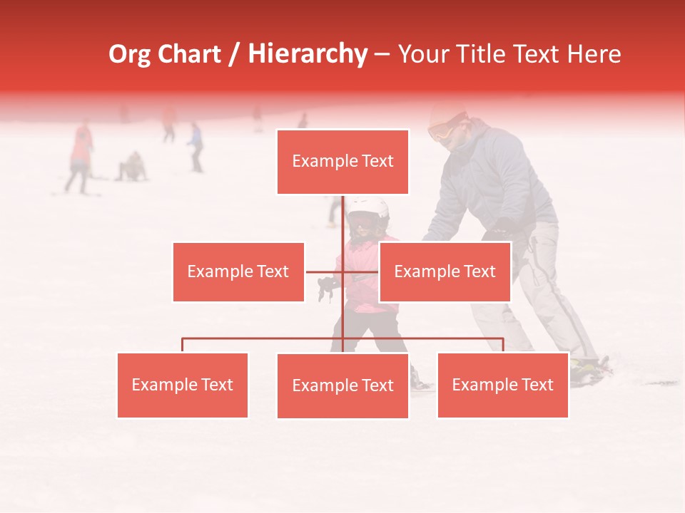 A Man Helping A Child On Skis In The Snow PowerPoint Template