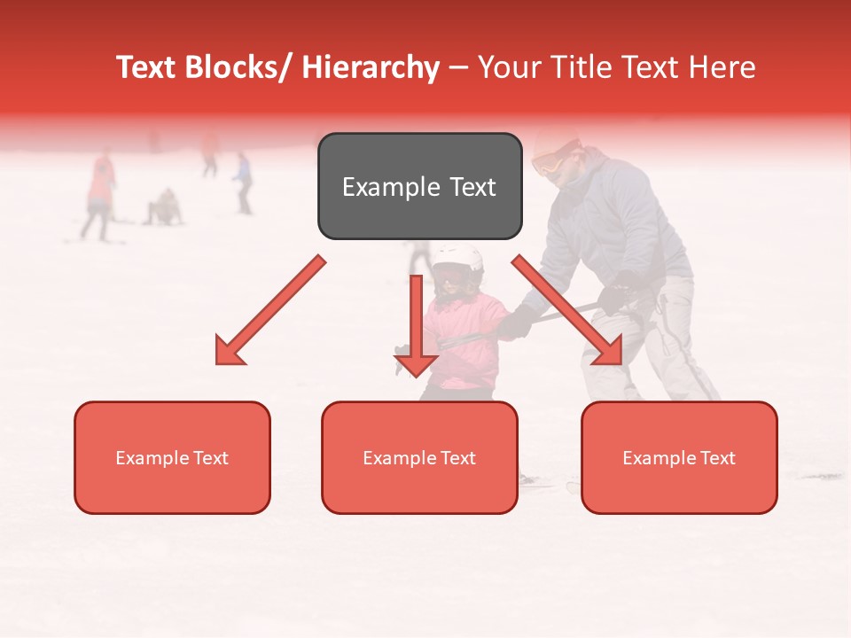 A Man Helping A Child On Skis In The Snow PowerPoint Template