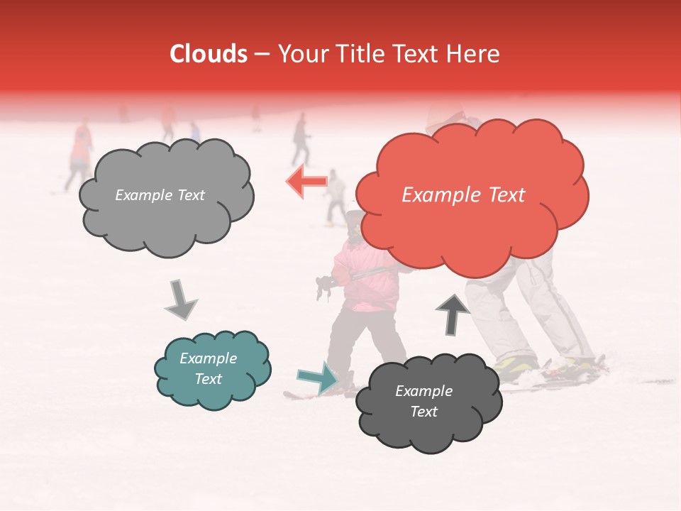 A Man Helping A Child On Skis In The Snow PowerPoint Template