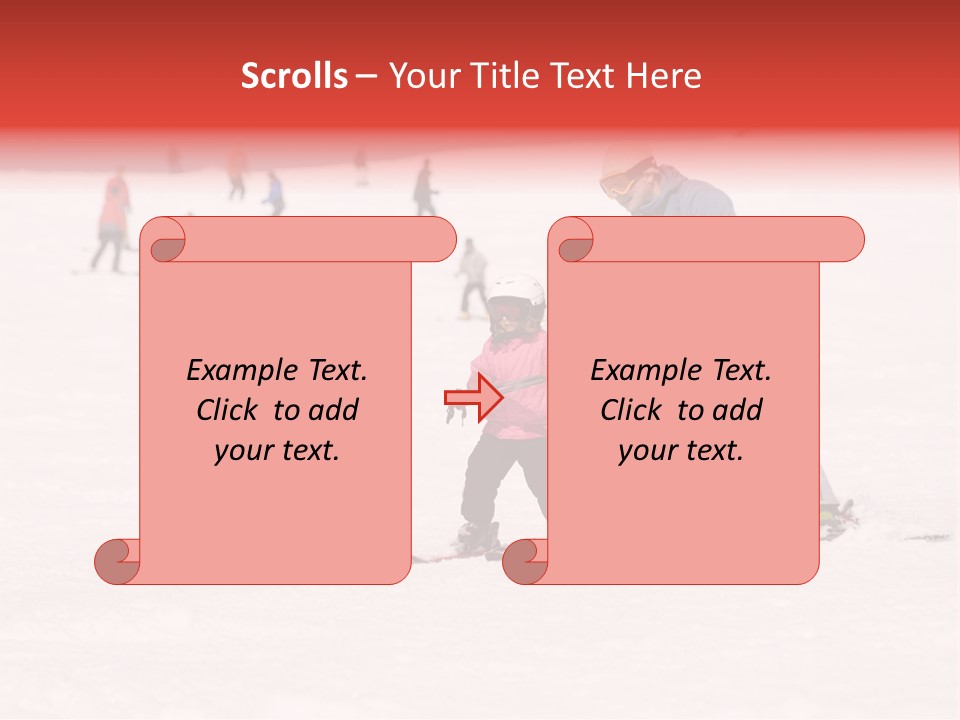 A Man Helping A Child On Skis In The Snow PowerPoint Template