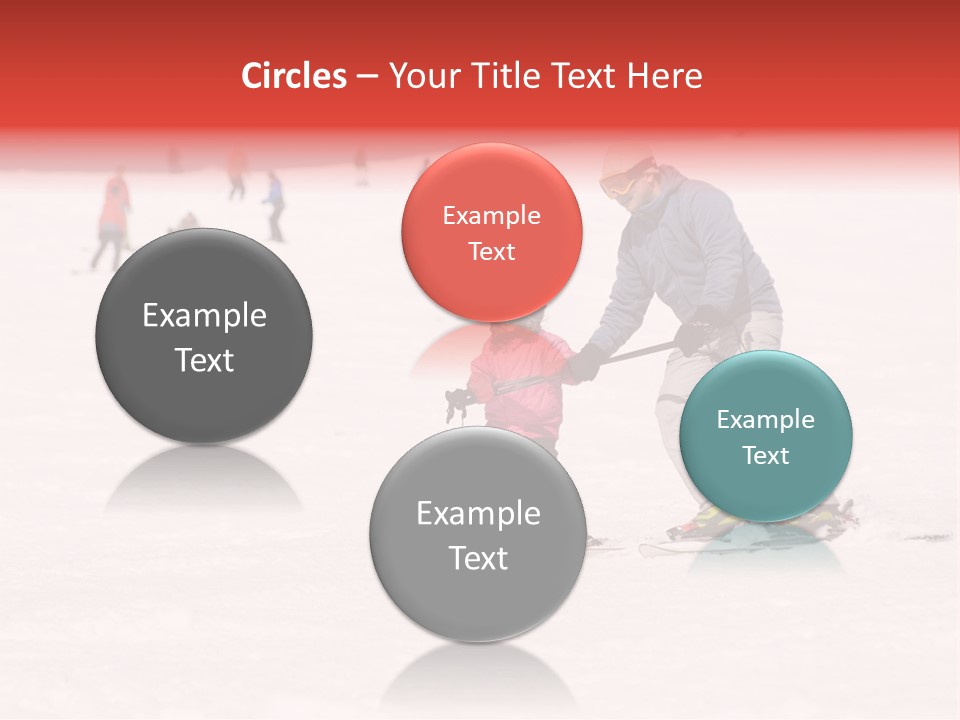 A Man Helping A Child On Skis In The Snow PowerPoint Template