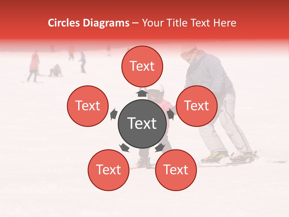 A Man Helping A Child On Skis In The Snow PowerPoint Template