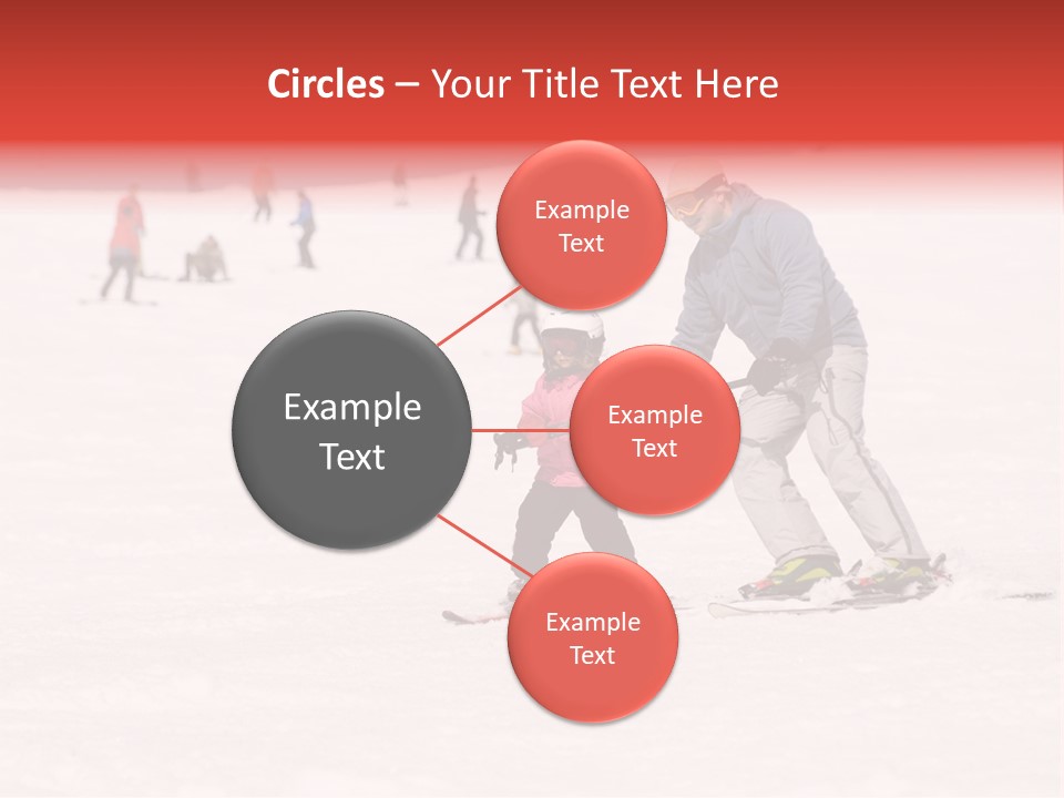 A Man Helping A Child On Skis In The Snow PowerPoint Template