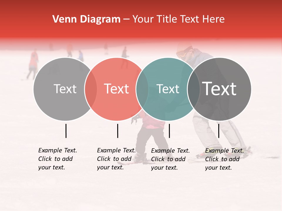 A Man Helping A Child On Skis In The Snow PowerPoint Template