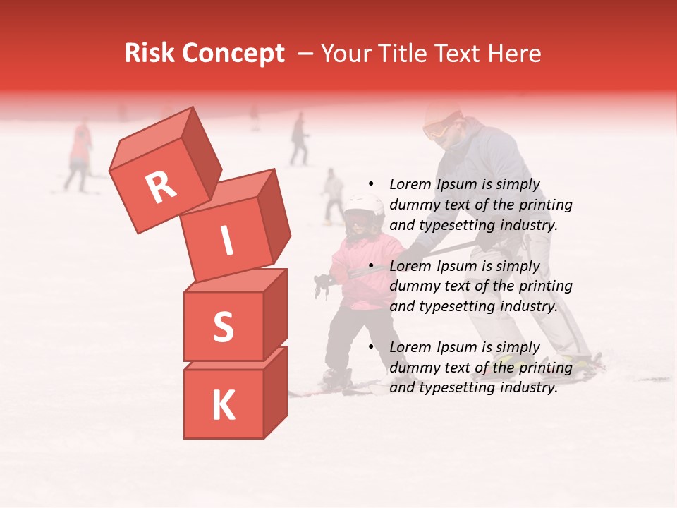 A Man Helping A Child On Skis In The Snow PowerPoint Template