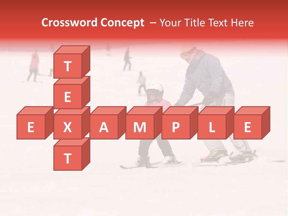 A Man Helping A Child On Skis In The Snow PowerPoint Template