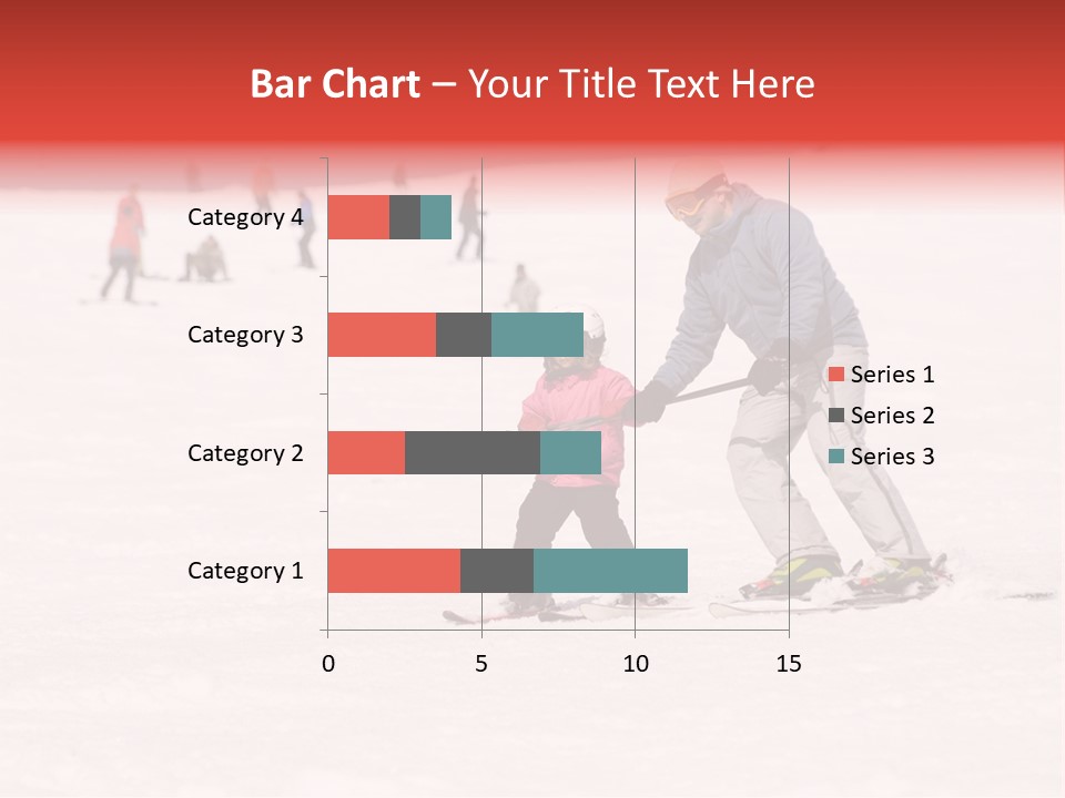 A Man Helping A Child On Skis In The Snow PowerPoint Template