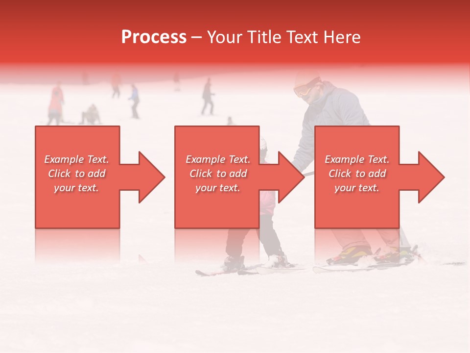 A Man Helping A Child On Skis In The Snow PowerPoint Template