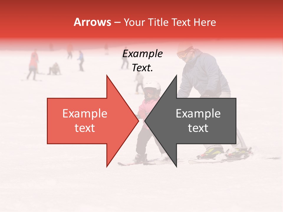 A Man Helping A Child On Skis In The Snow PowerPoint Template