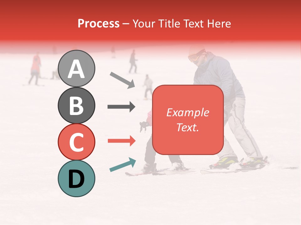 A Man Helping A Child On Skis In The Snow PowerPoint Template