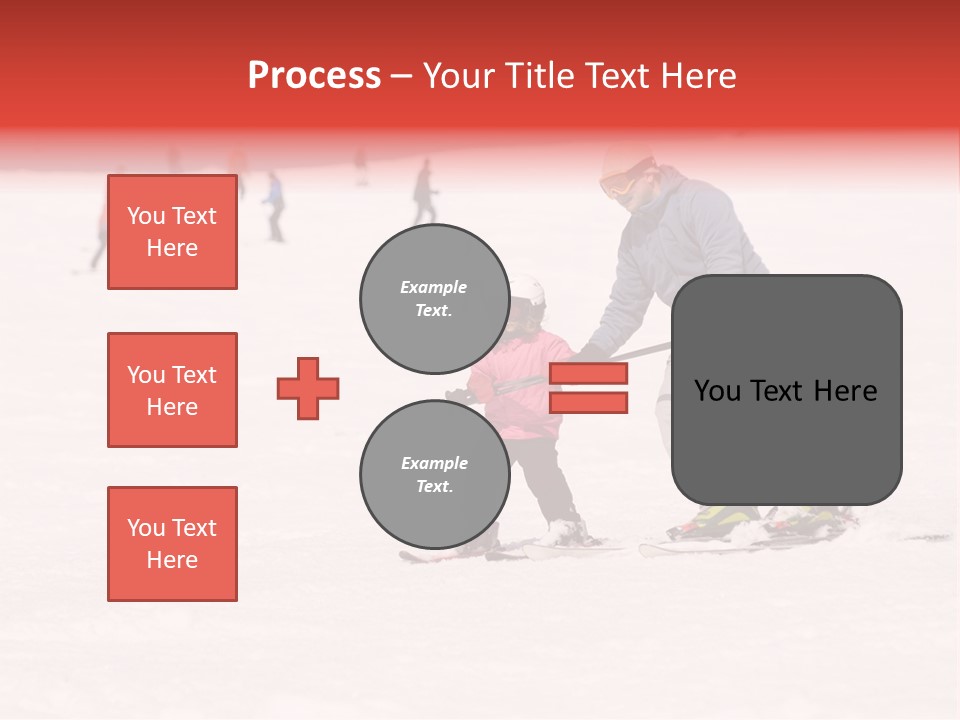 A Man Helping A Child On Skis In The Snow PowerPoint Template