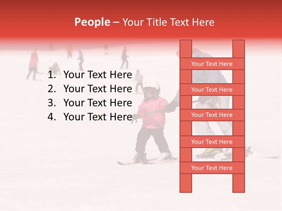 A Man Helping A Child On Skis In The Snow PowerPoint Template
