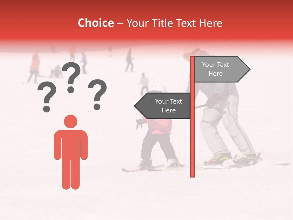 A Man Helping A Child On Skis In The Snow PowerPoint Template