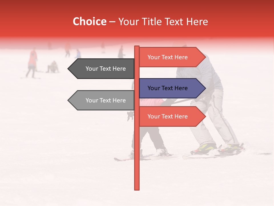 A Man Helping A Child On Skis In The Snow PowerPoint Template