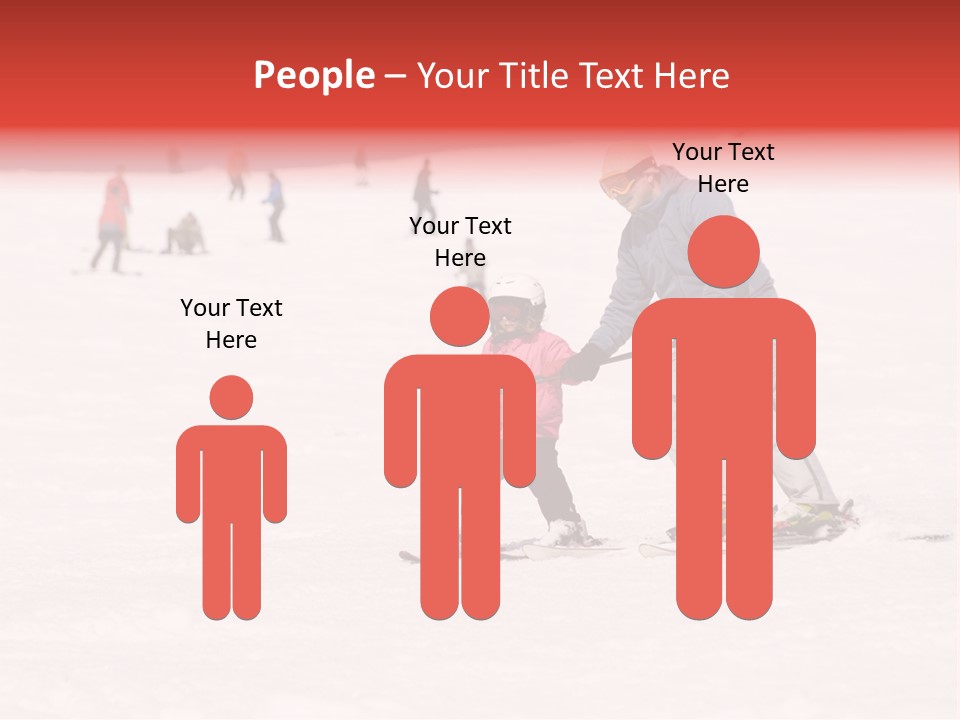 A Man Helping A Child On Skis In The Snow PowerPoint Template