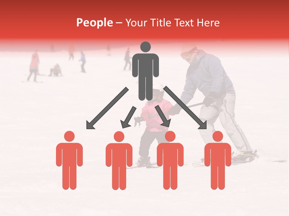 A Man Helping A Child On Skis In The Snow PowerPoint Template