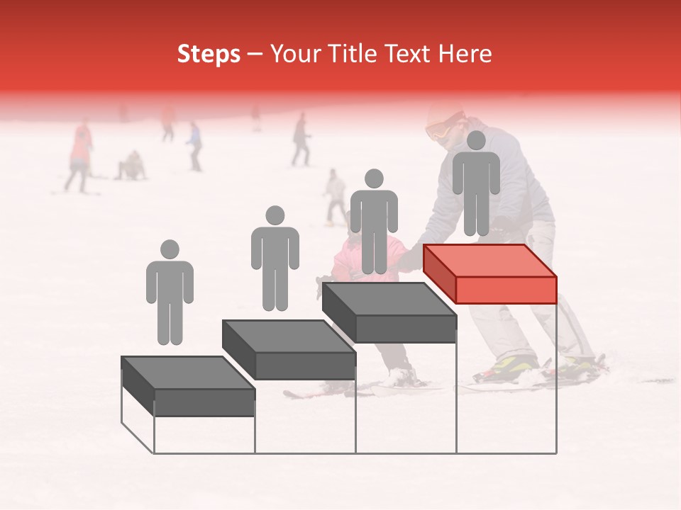 A Man Helping A Child On Skis In The Snow PowerPoint Template