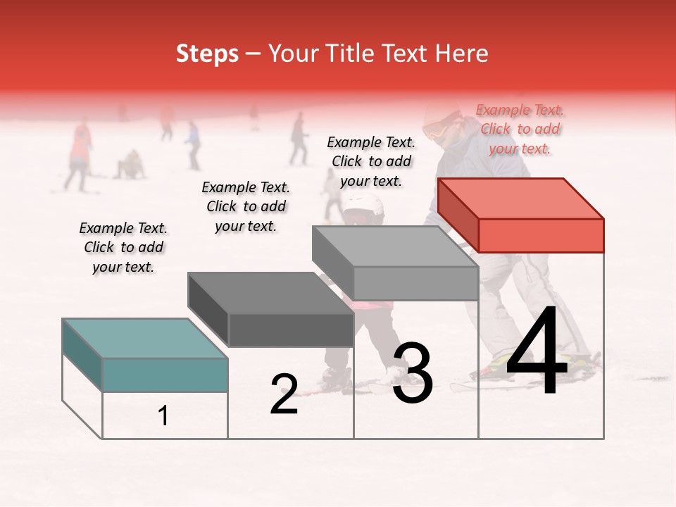 A Man Helping A Child On Skis In The Snow PowerPoint Template