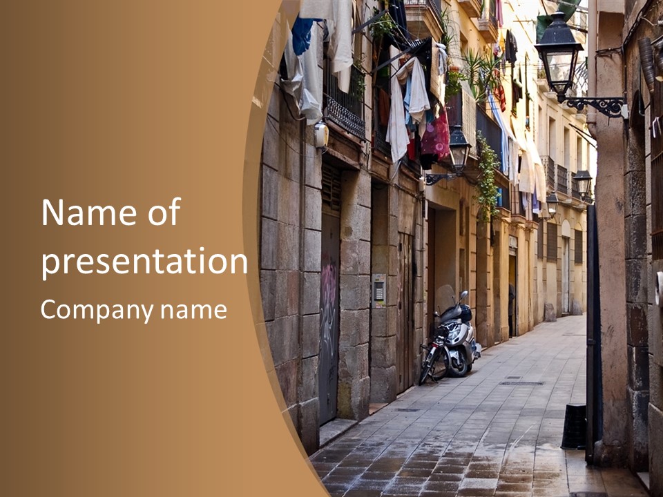 Tenement House In Barcelona. PowerPoint Template