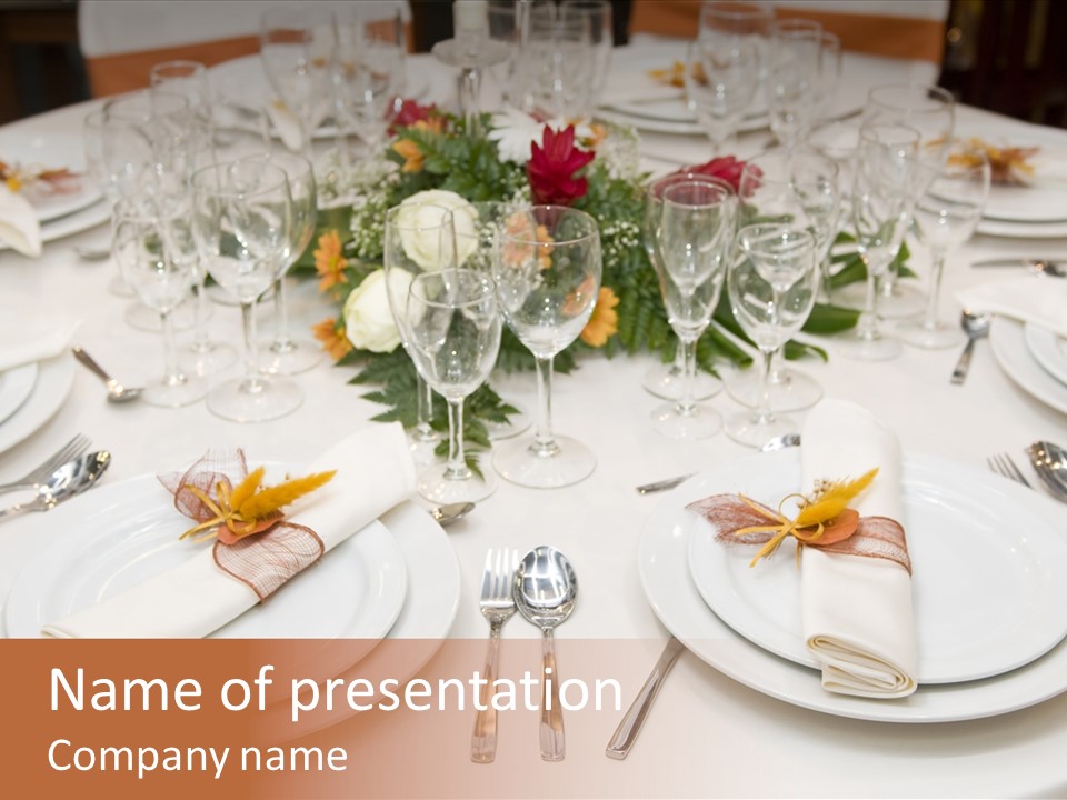 Fancy Table Set For A Wedding Celebration PowerPoint Template