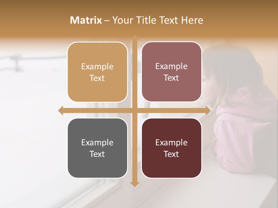 Little Beauty Girl Look Out Of The Window And Breathe On The Glass So That It Grow Misted. Winter. PowerPoint Template