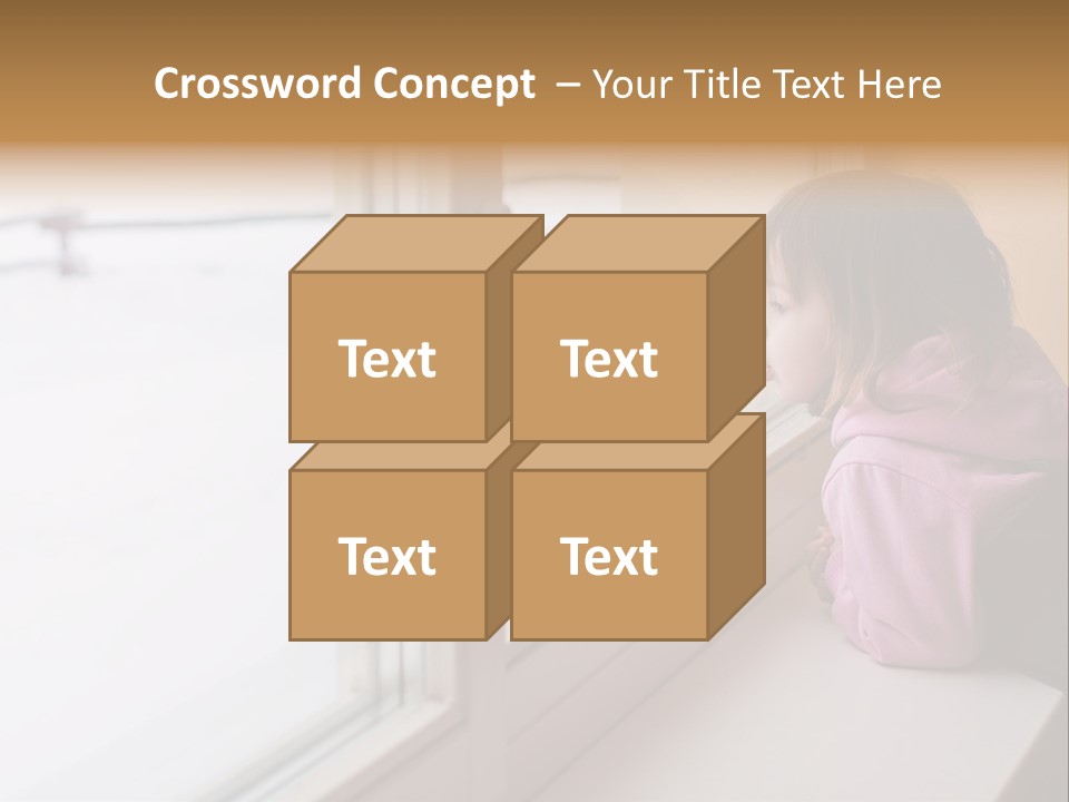 Little Beauty Girl Look Out Of The Window And Breathe On The Glass So That It Grow Misted. Winter. PowerPoint Template