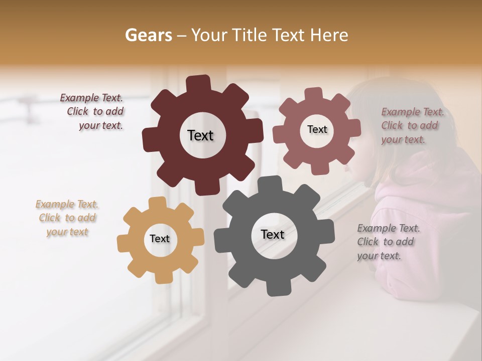 Little Beauty Girl Look Out Of The Window And Breathe On The Glass So That It Grow Misted. Winter. PowerPoint Template