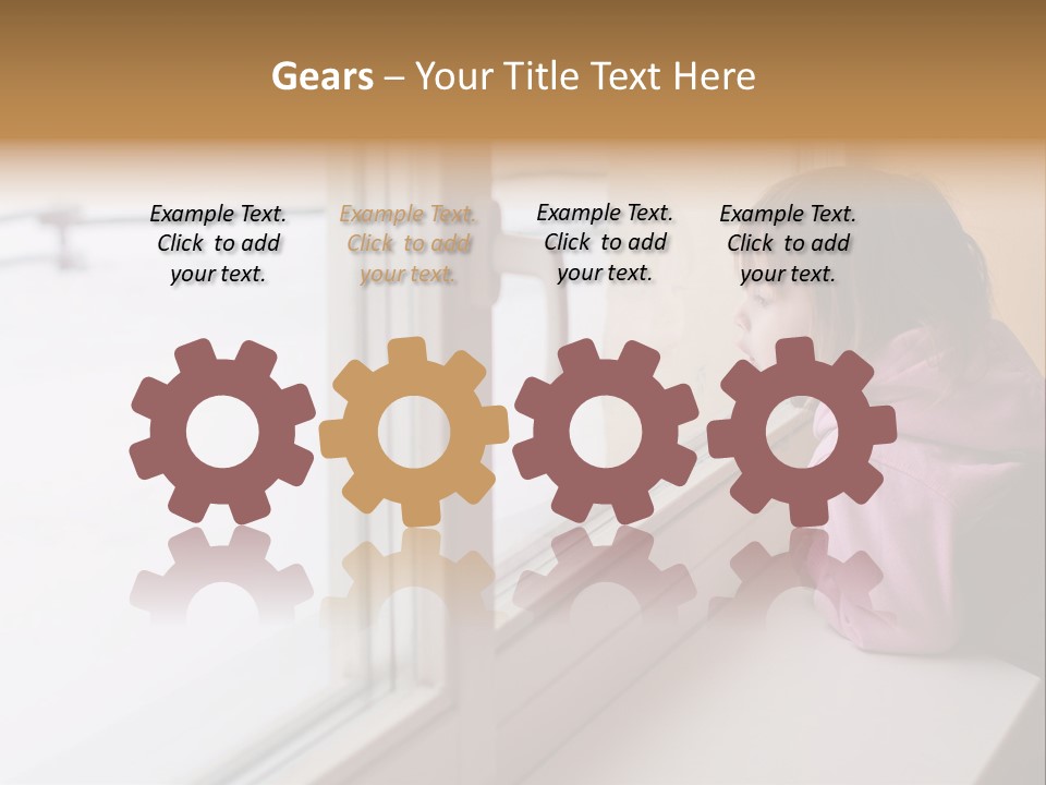 Little Beauty Girl Look Out Of The Window And Breathe On The Glass So That It Grow Misted. Winter. PowerPoint Template