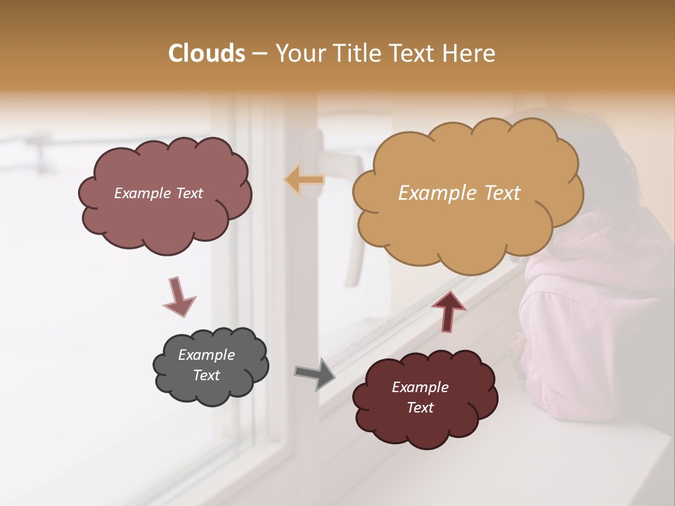 Little Beauty Girl Look Out Of The Window And Breathe On The Glass So That It Grow Misted. Winter. PowerPoint Template