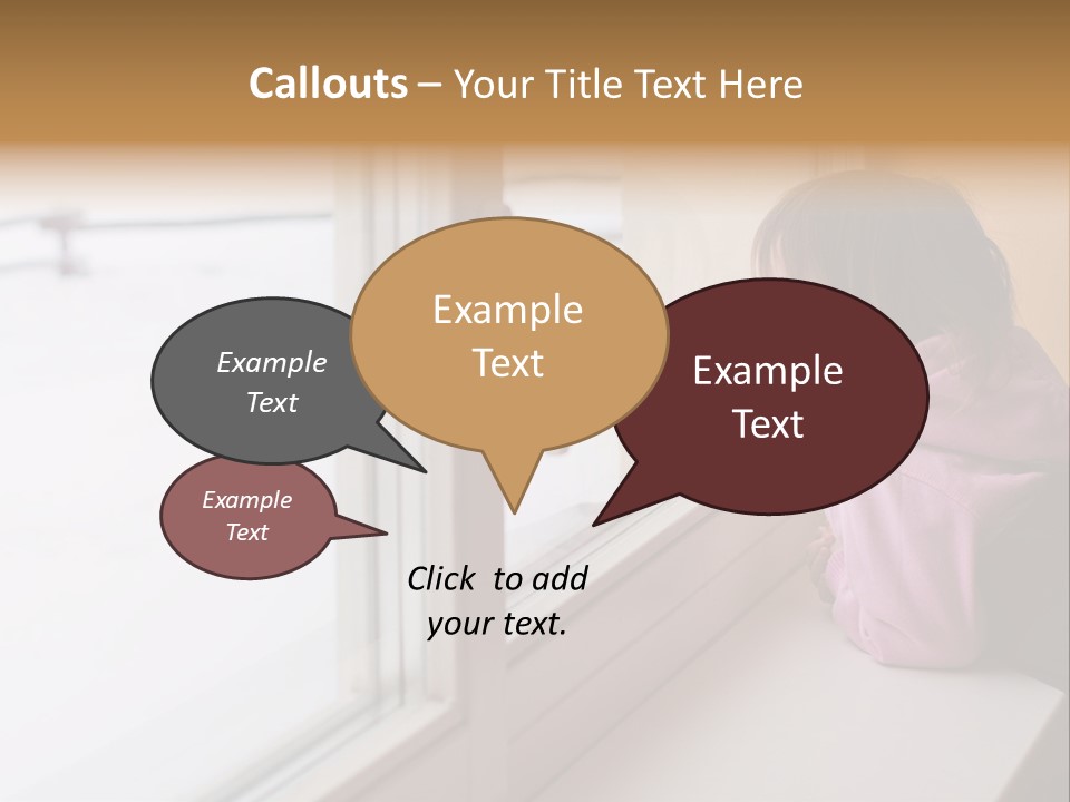 Little Beauty Girl Look Out Of The Window And Breathe On The Glass So That It Grow Misted. Winter. PowerPoint Template