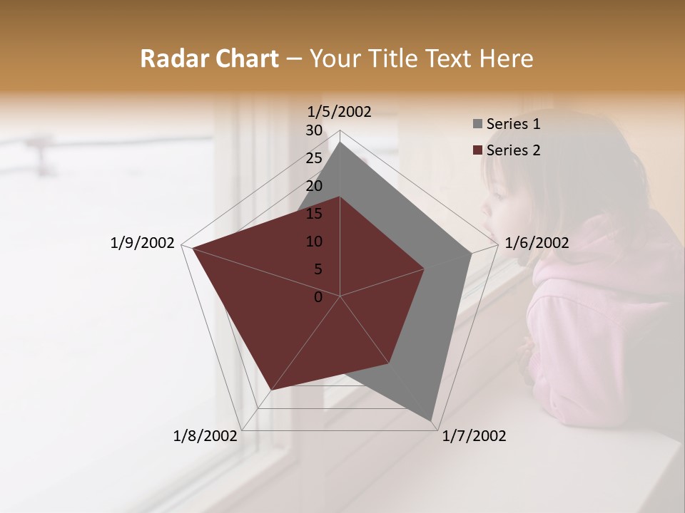 Little Beauty Girl Look Out Of The Window And Breathe On The Glass So That It Grow Misted. Winter. PowerPoint Template