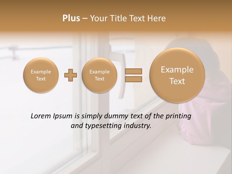 Little Beauty Girl Look Out Of The Window And Breathe On The Glass So That It Grow Misted. Winter. PowerPoint Template