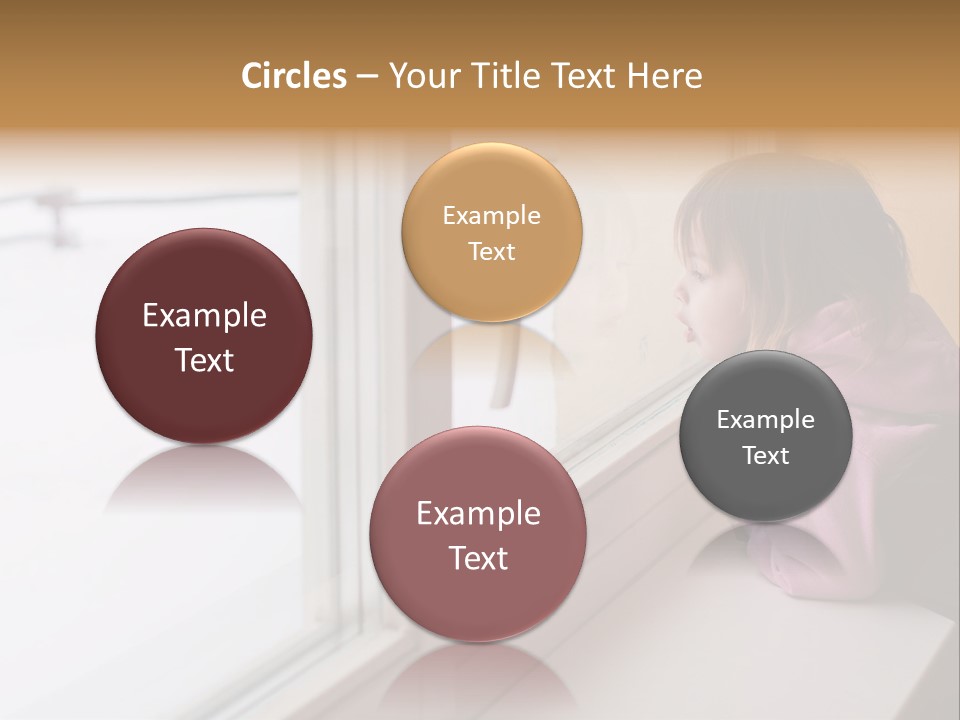 Little Beauty Girl Look Out Of The Window And Breathe On The Glass So That It Grow Misted. Winter. PowerPoint Template