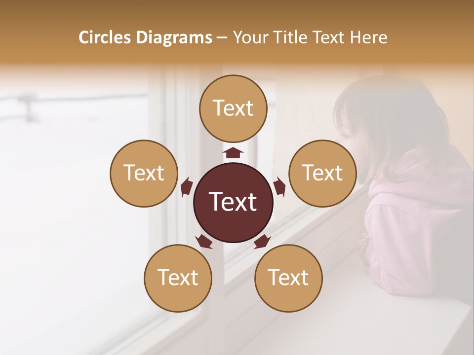 Little Beauty Girl Look Out Of The Window And Breathe On The Glass So That It Grow Misted. Winter. PowerPoint Template