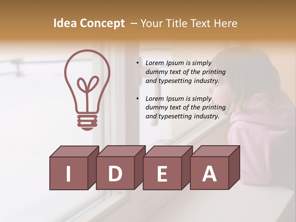 Little Beauty Girl Look Out Of The Window And Breathe On The Glass So That It Grow Misted. Winter. PowerPoint Template