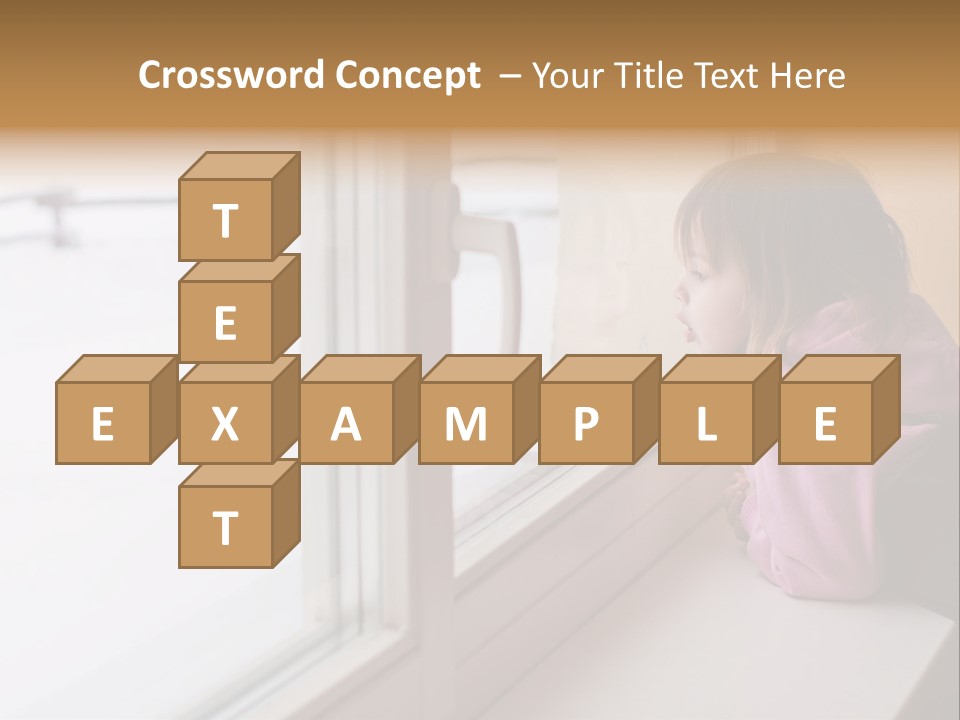 Little Beauty Girl Look Out Of The Window And Breathe On The Glass So That It Grow Misted. Winter. PowerPoint Template