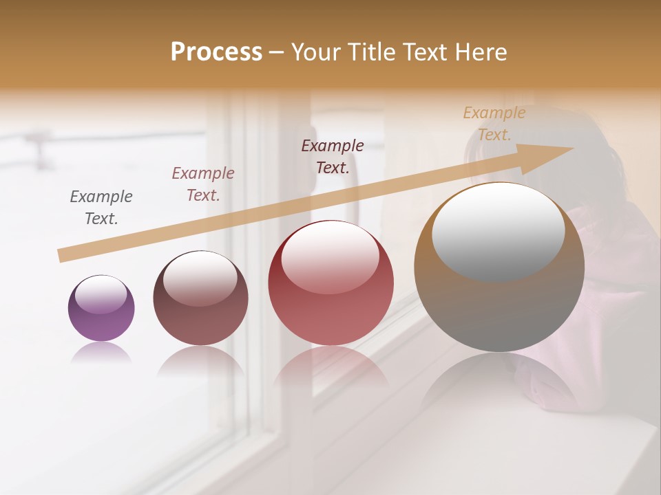 Little Beauty Girl Look Out Of The Window And Breathe On The Glass So That It Grow Misted. Winter. PowerPoint Template