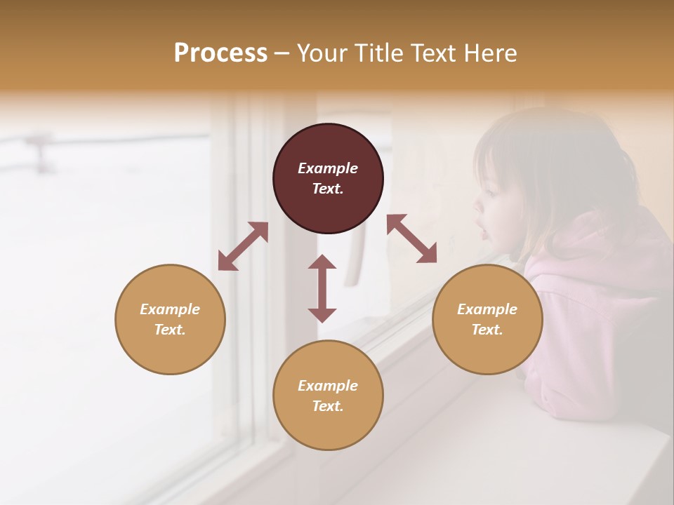 Little Beauty Girl Look Out Of The Window And Breathe On The Glass So That It Grow Misted. Winter. PowerPoint Template