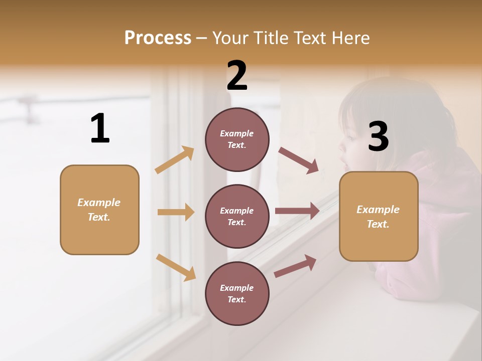 Little Beauty Girl Look Out Of The Window And Breathe On The Glass So That It Grow Misted. Winter. PowerPoint Template