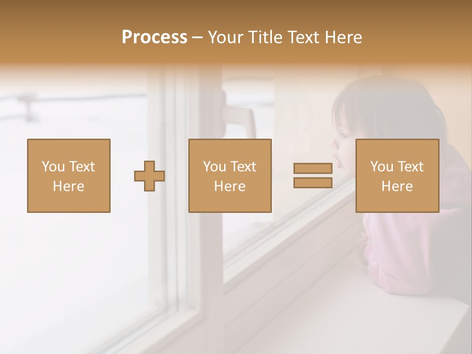 Little Beauty Girl Look Out Of The Window And Breathe On The Glass So That It Grow Misted. Winter. PowerPoint Template