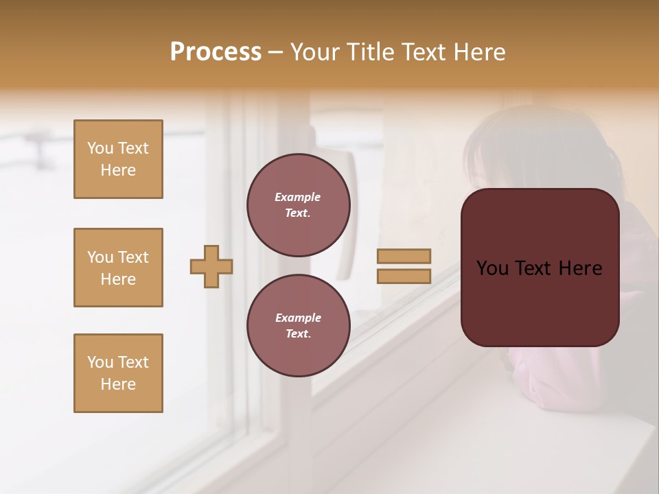 Little Beauty Girl Look Out Of The Window And Breathe On The Glass So That It Grow Misted. Winter. PowerPoint Template