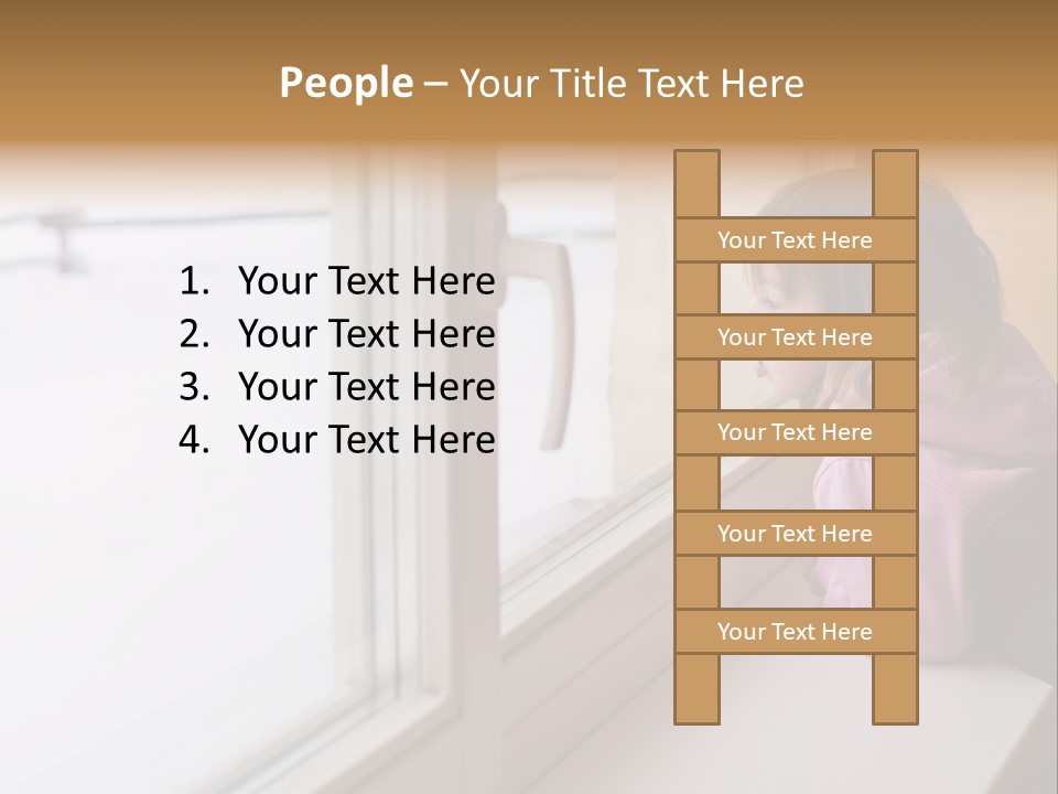 Little Beauty Girl Look Out Of The Window And Breathe On The Glass So That It Grow Misted. Winter. PowerPoint Template