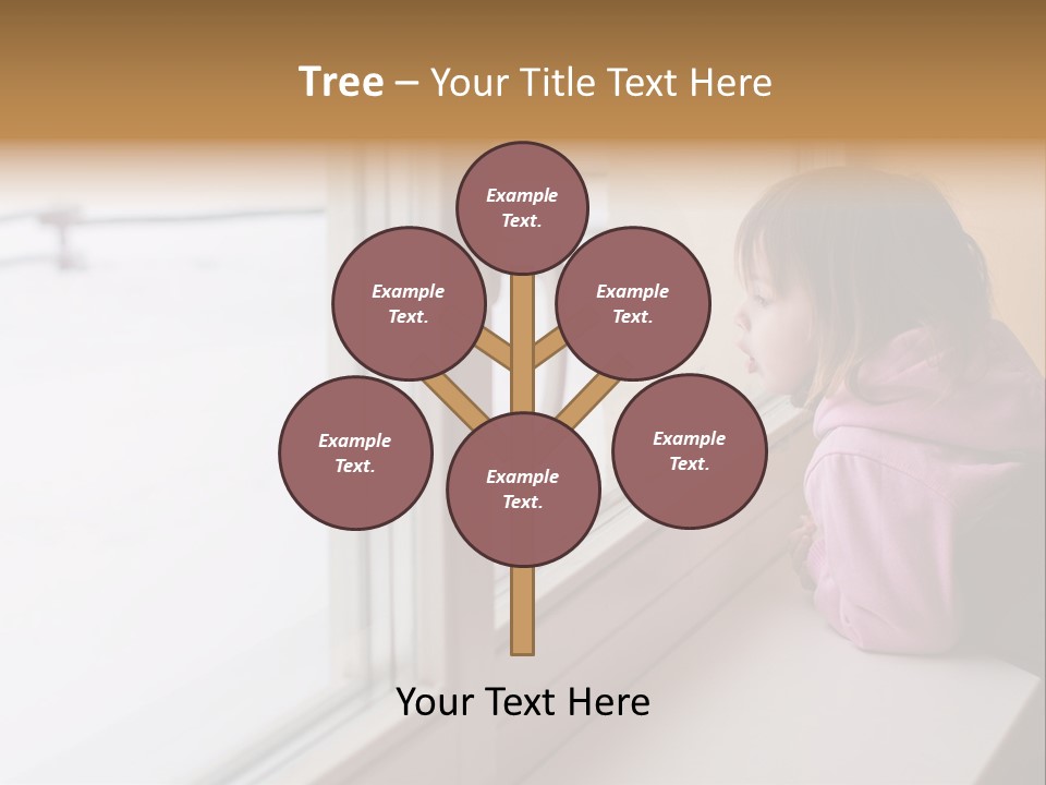 Little Beauty Girl Look Out Of The Window And Breathe On The Glass So That It Grow Misted. Winter. PowerPoint Template