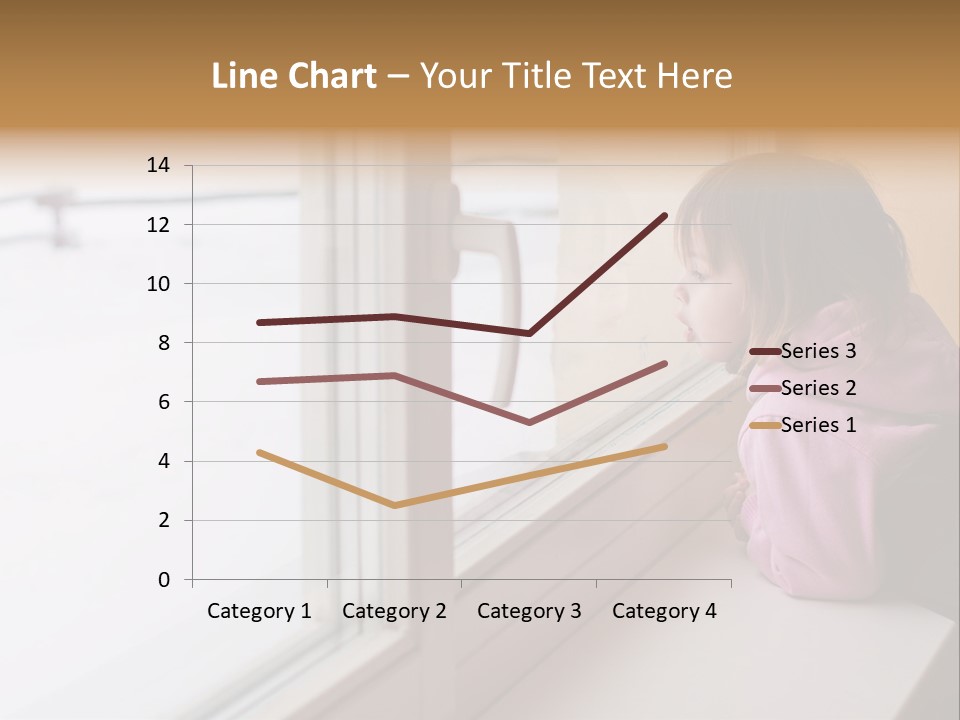 Little Beauty Girl Look Out Of The Window And Breathe On The Glass So That It Grow Misted. Winter. PowerPoint Template
