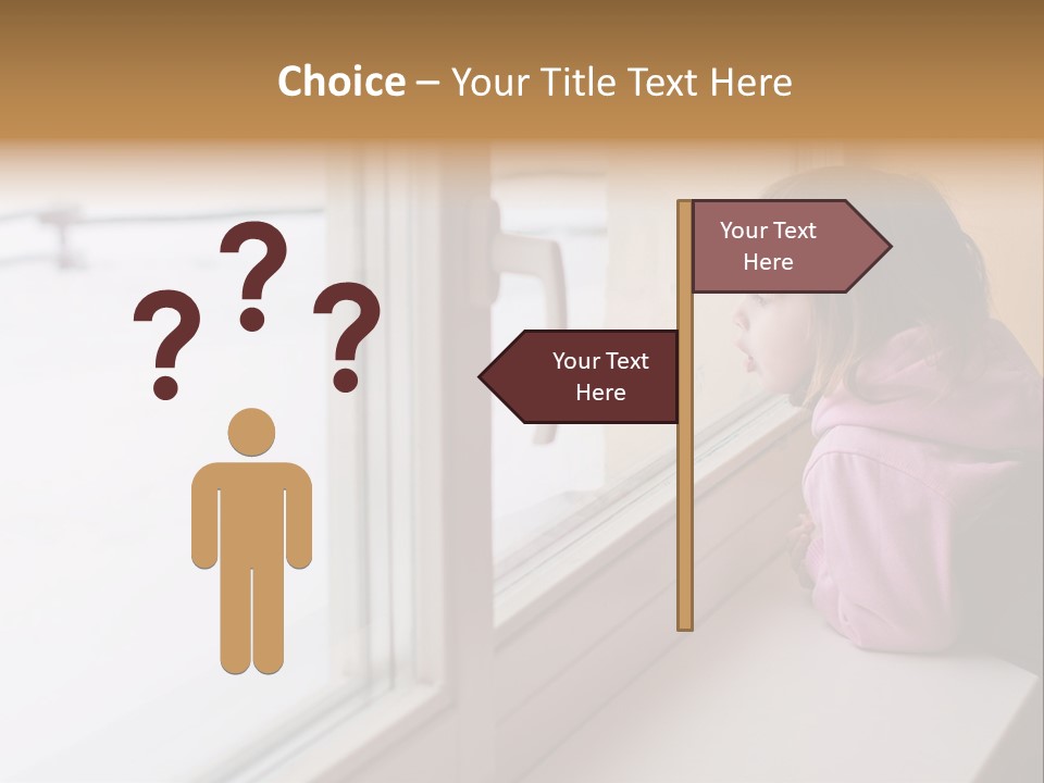 Little Beauty Girl Look Out Of The Window And Breathe On The Glass So That It Grow Misted. Winter. PowerPoint Template