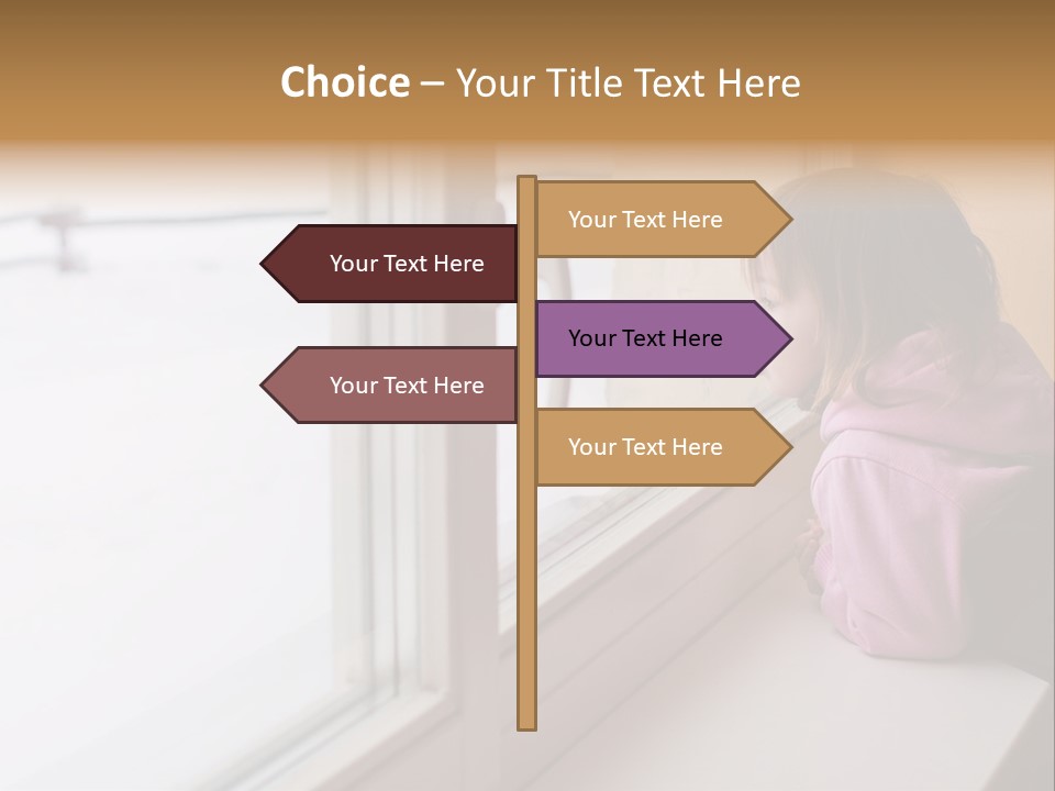 Little Beauty Girl Look Out Of The Window And Breathe On The Glass So That It Grow Misted. Winter. PowerPoint Template