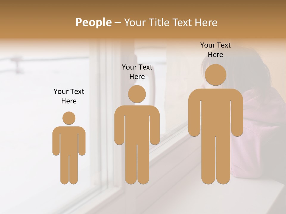 Little Beauty Girl Look Out Of The Window And Breathe On The Glass So That It Grow Misted. Winter. PowerPoint Template