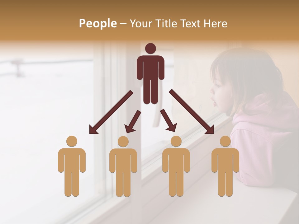 Little Beauty Girl Look Out Of The Window And Breathe On The Glass So That It Grow Misted. Winter. PowerPoint Template