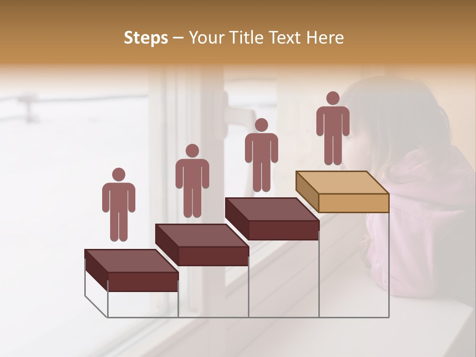 Little Beauty Girl Look Out Of The Window And Breathe On The Glass So That It Grow Misted. Winter. PowerPoint Template